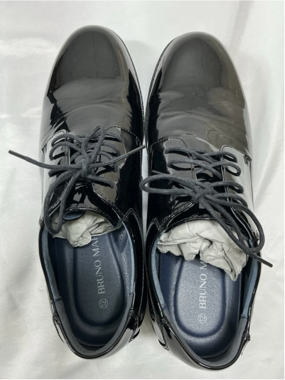 Mens Excellent Bruno Marc Lace Up Dress Oxford Black 12 Block Heel Round Toe